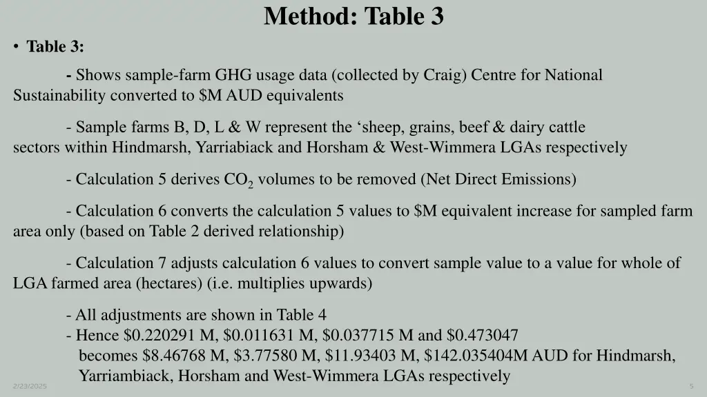 method table 3