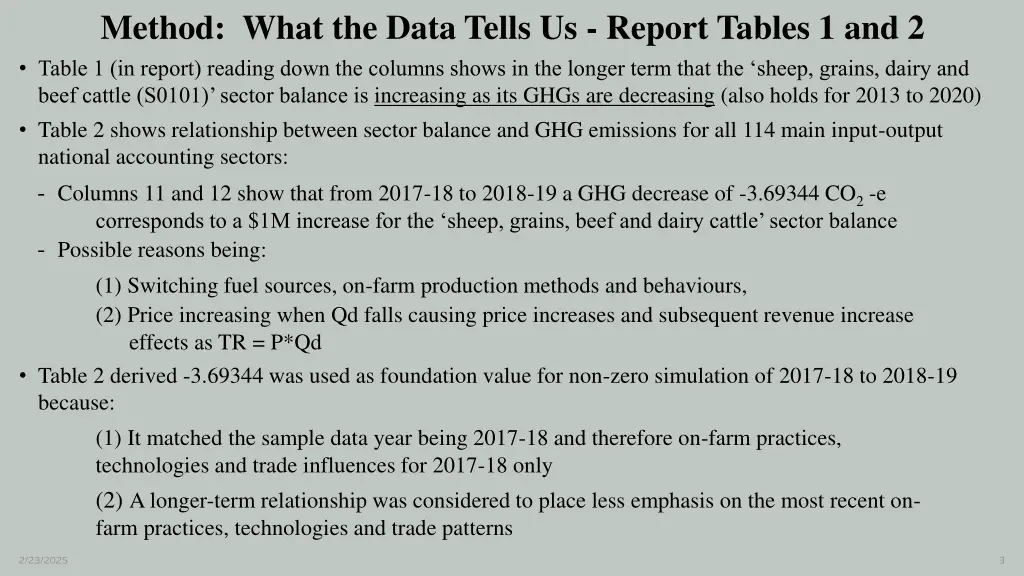 method what the data tells us report tables