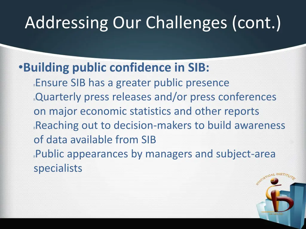 addressing our challenges cont 2