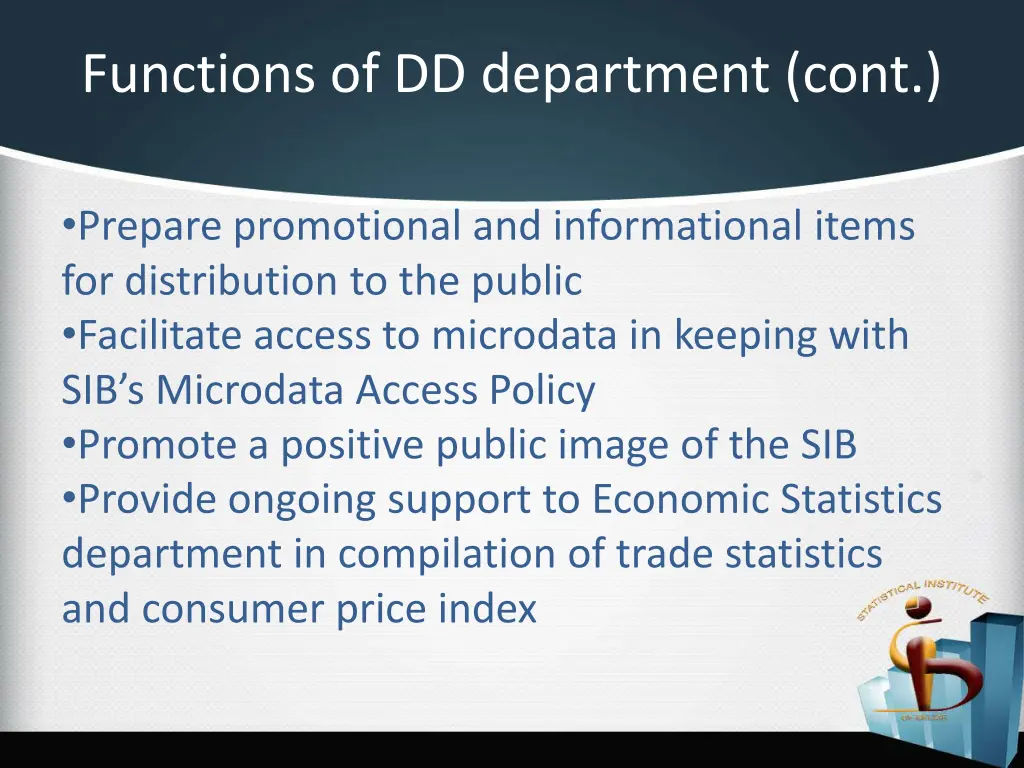 functions of dd department cont