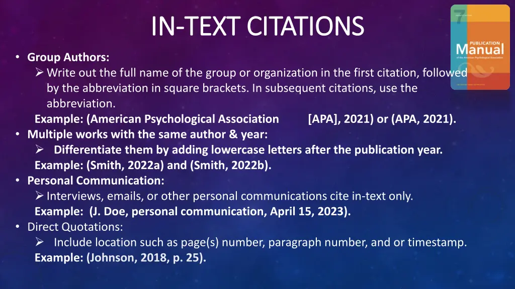 in in text citations text citations 1