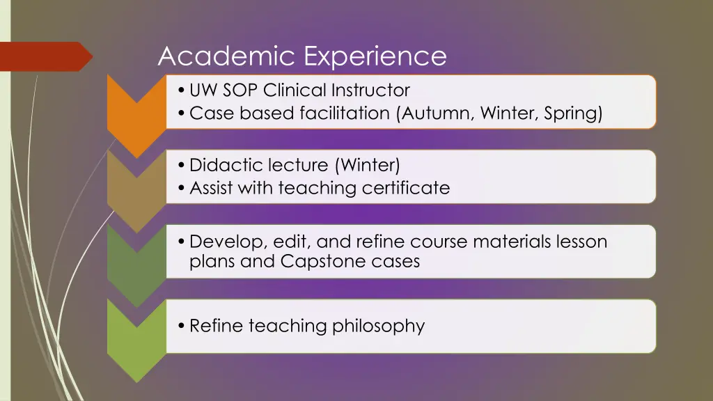 academic experience uw sop clinical instructor