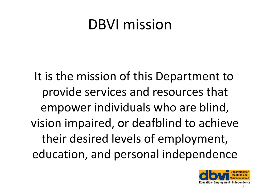 dbvi mission