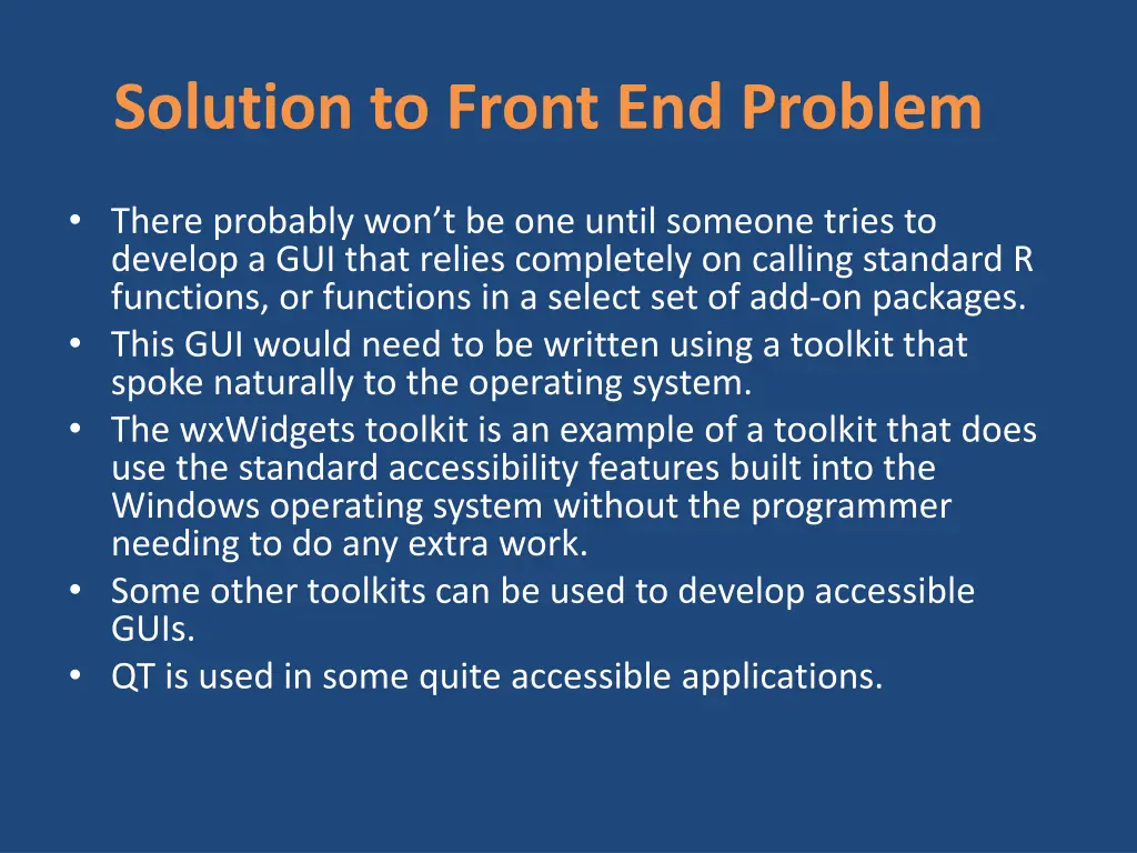 solution to front end problem