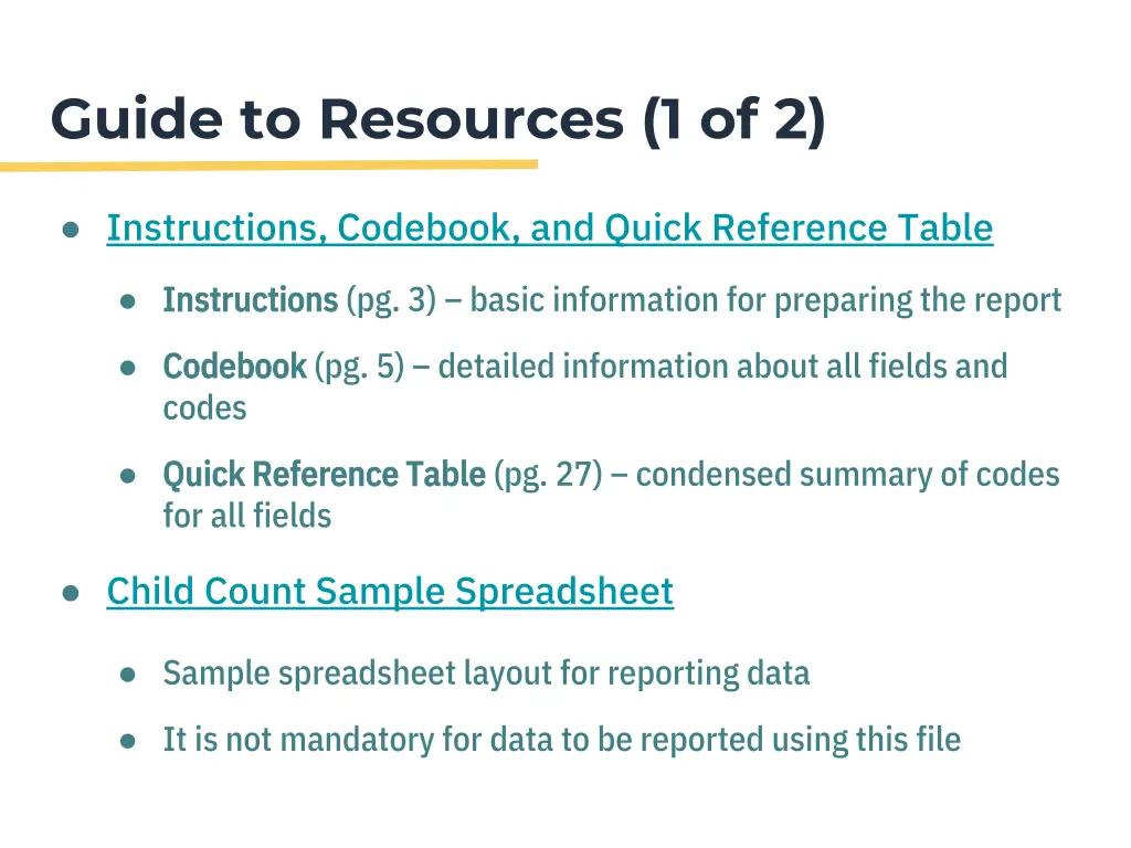 guide to resources 1 of 2