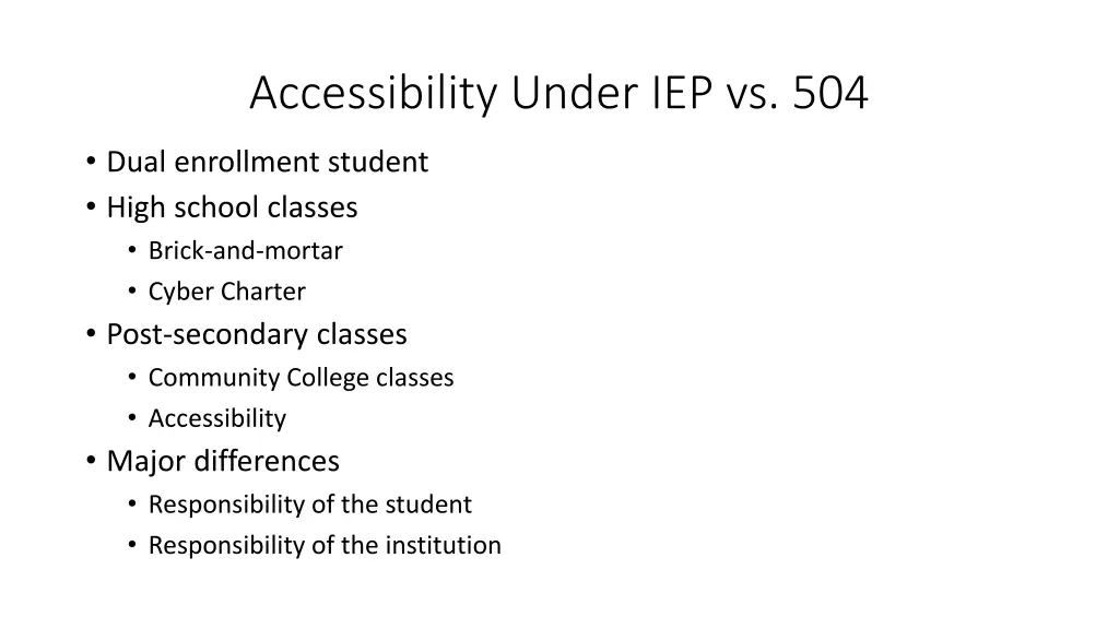 accessibility under iep vs 504