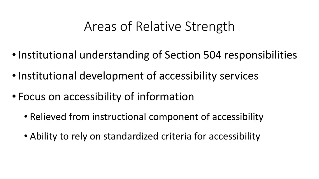 areas of relative strength