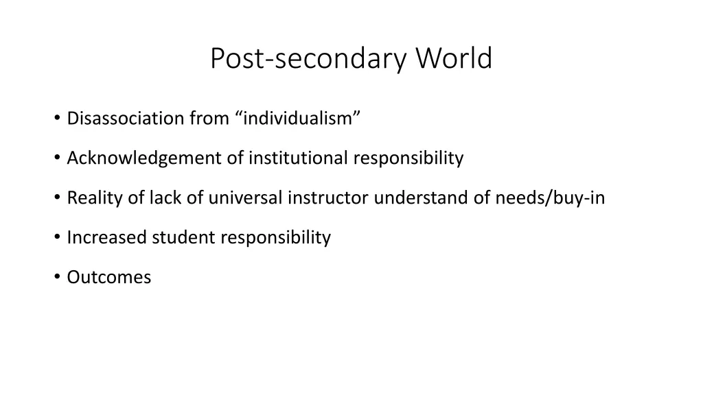 post secondary world