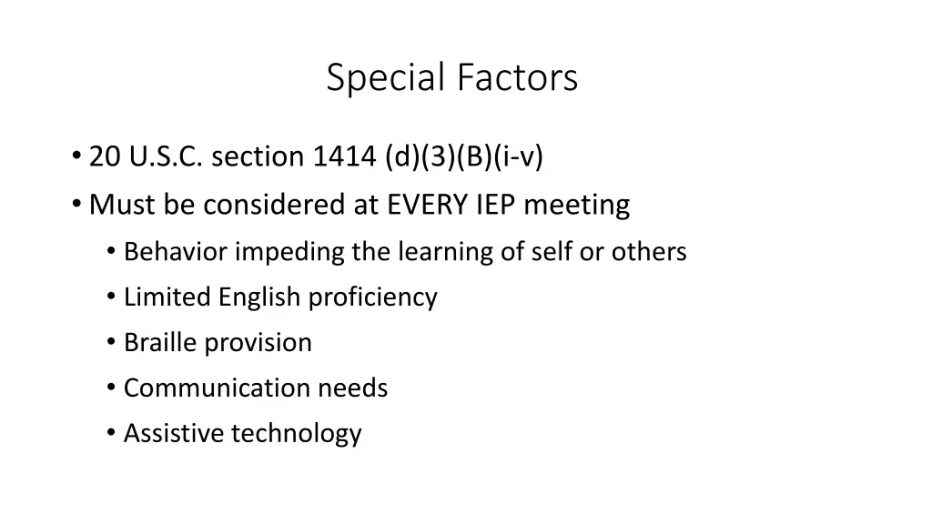 special factors