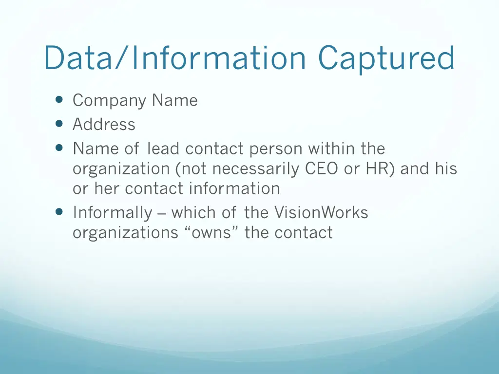 data information captured