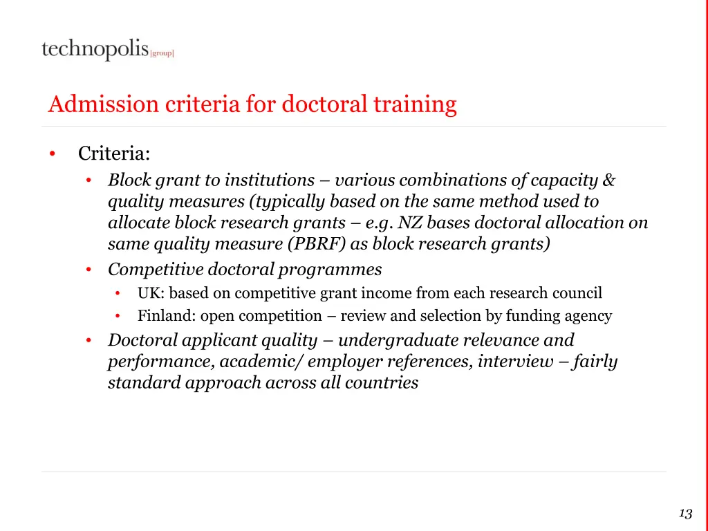 admission criteria for doctoral training