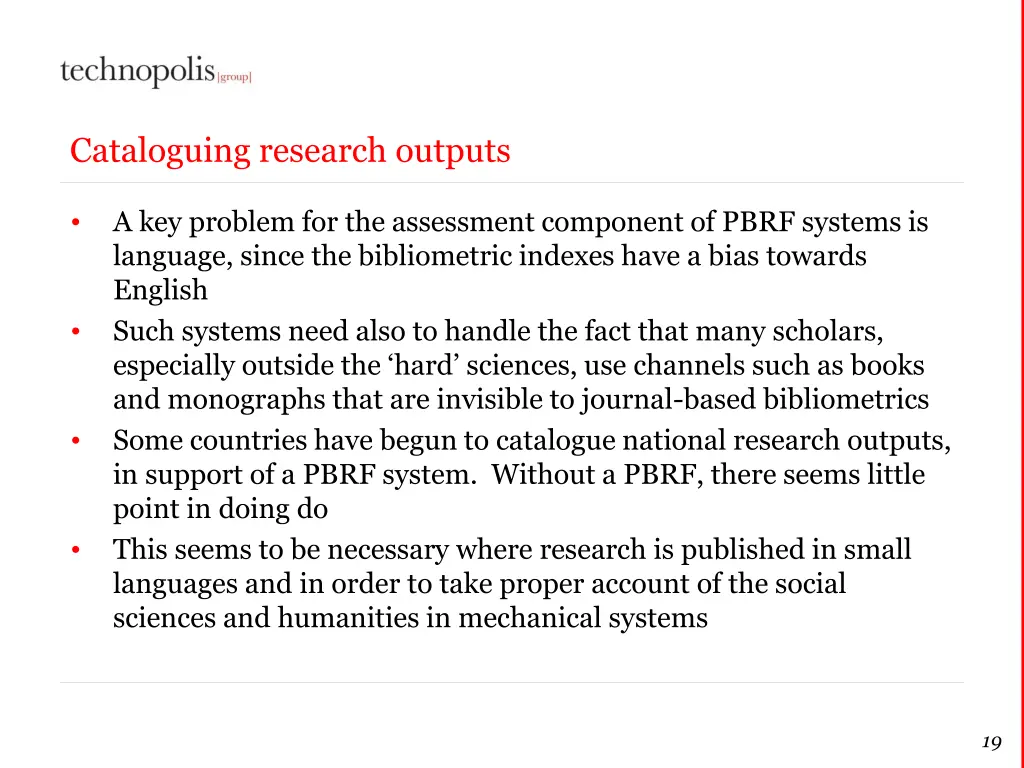 cataloguing research outputs