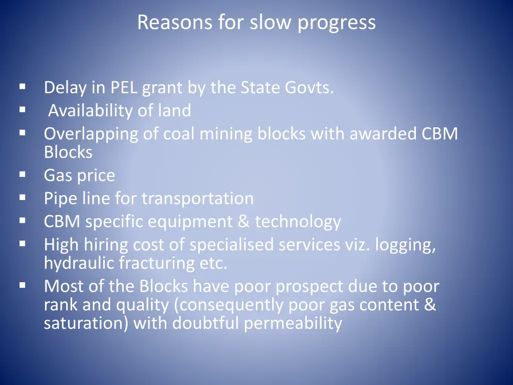 reasons for slow progress