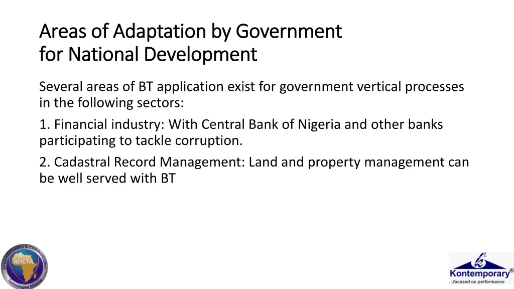 areas of adaptation by government areas