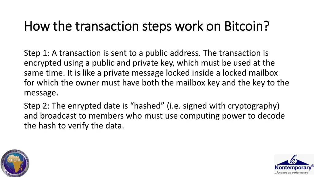 how the transaction steps work on bitcoin