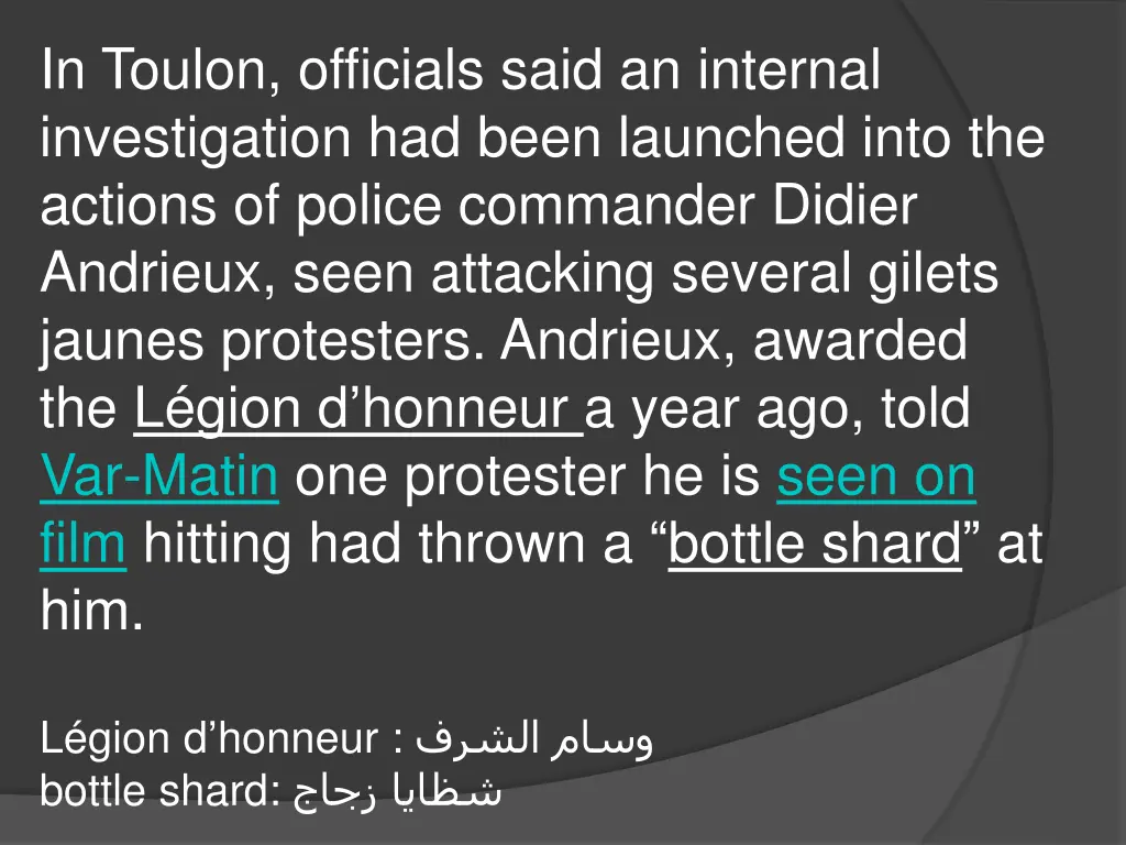 in toulon officials said an internal