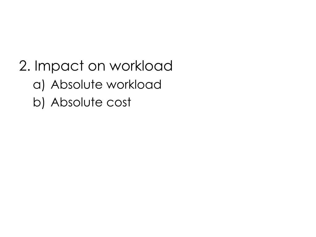 2 impact on workload a absolute workload