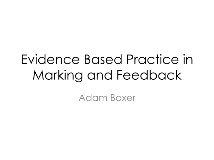 evidence based practice in marking and feedback