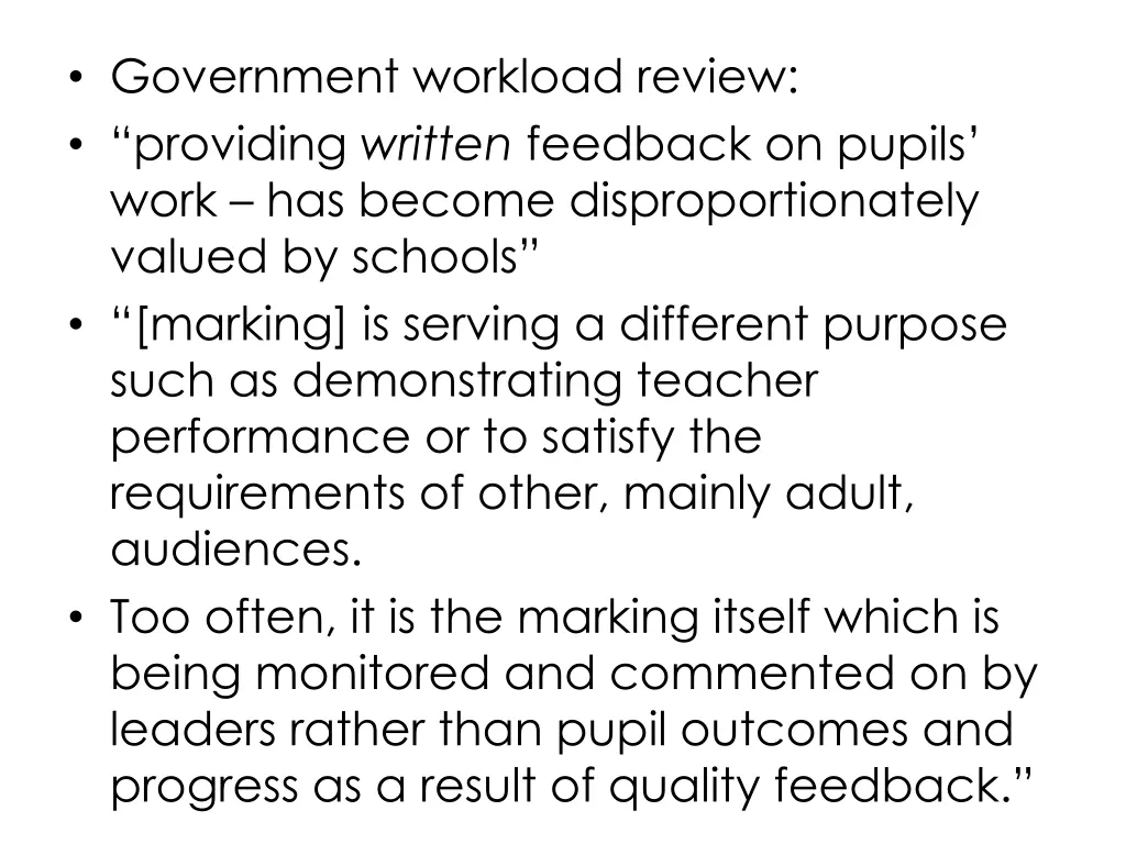 government workload review providing written