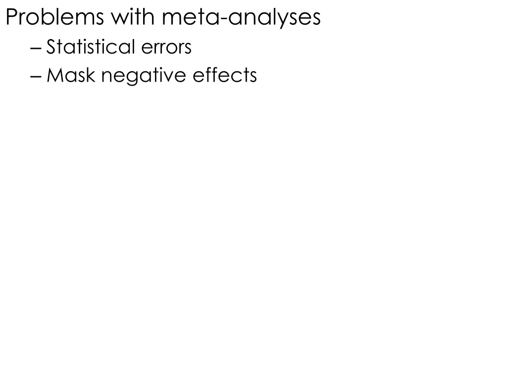 problems with meta analyses statistical errors
