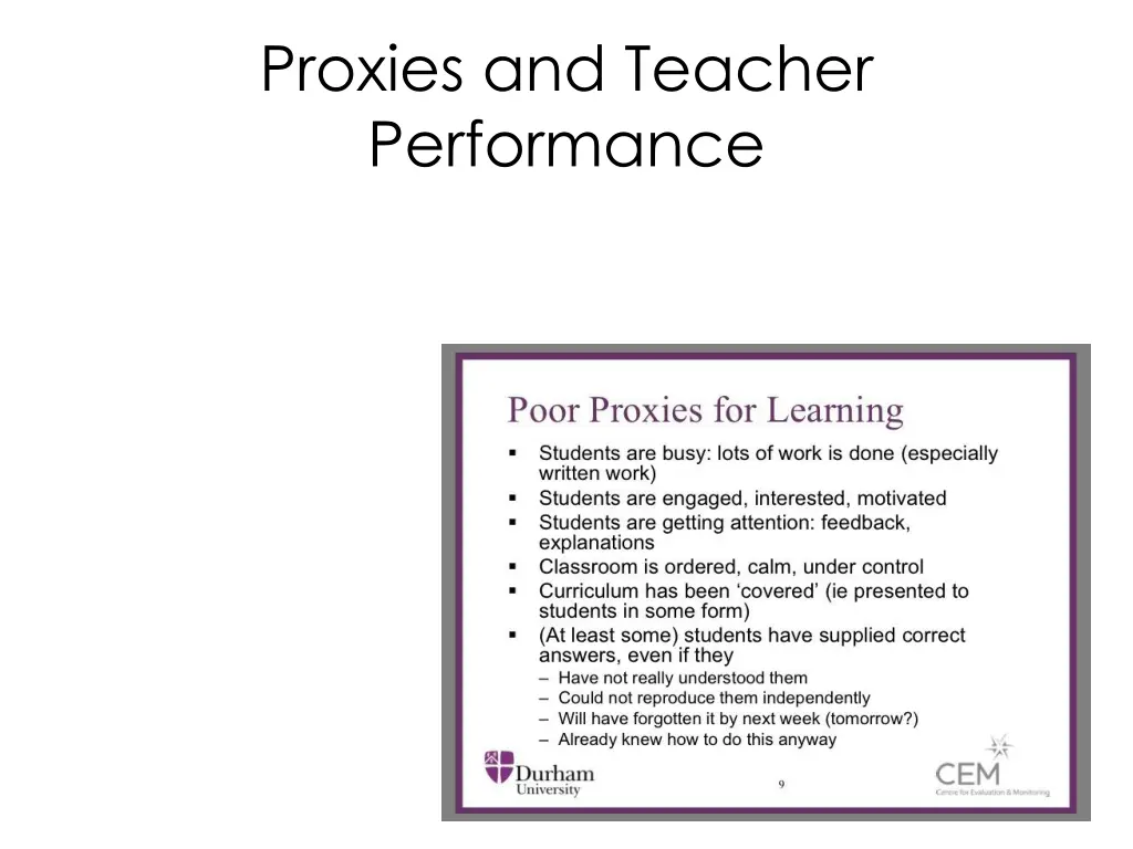 proxies and teacher performance