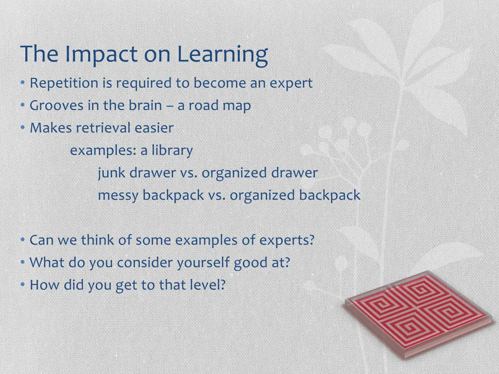 the impact on learning repetition is required