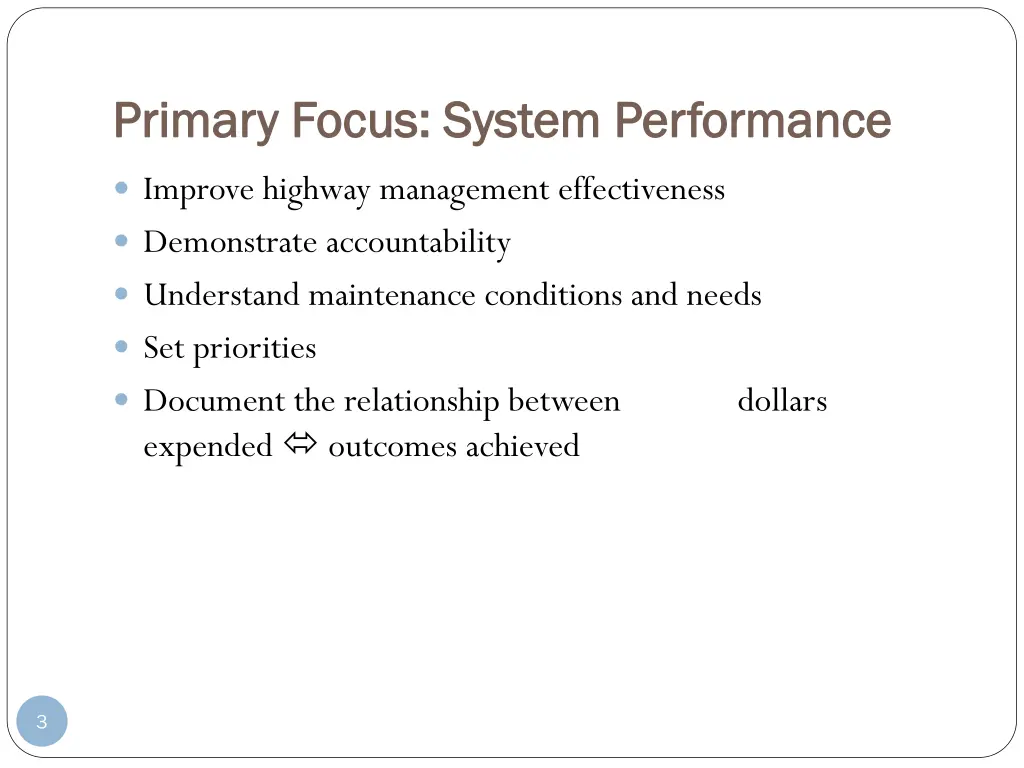 primary focus system performance primary focus