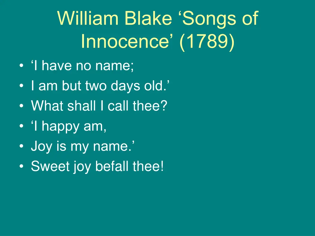 william blake songs of innocence 1789 i have