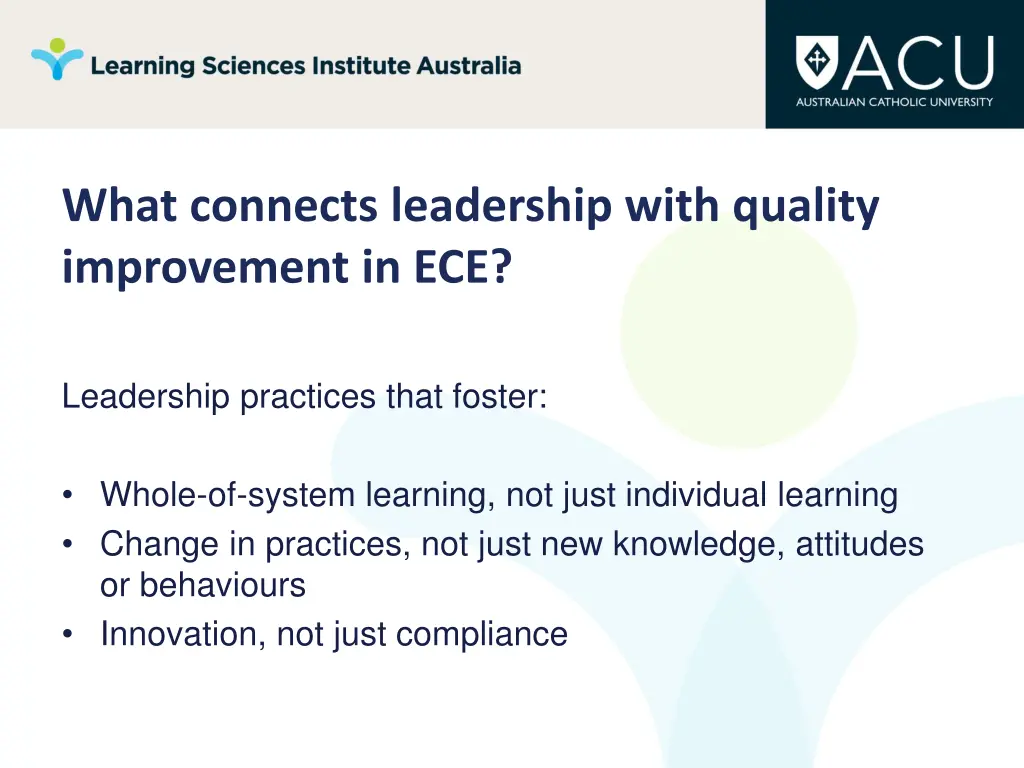 what connects leadership with quality improvement