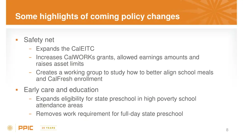 some highlights of coming policy changes