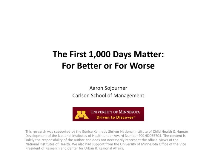 the first 1 000 days matter for better