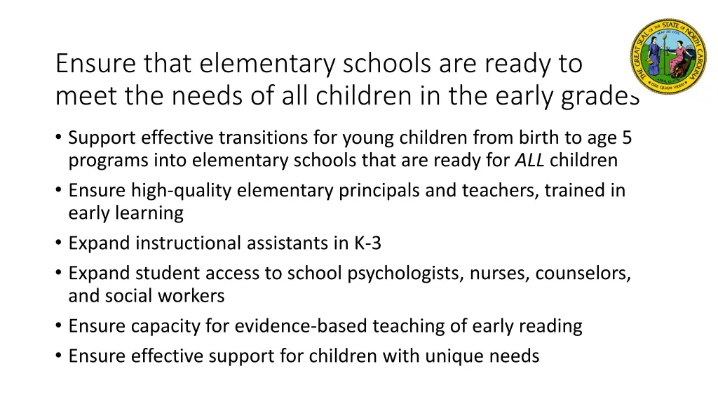 ensure that elementary schools are ready to meet