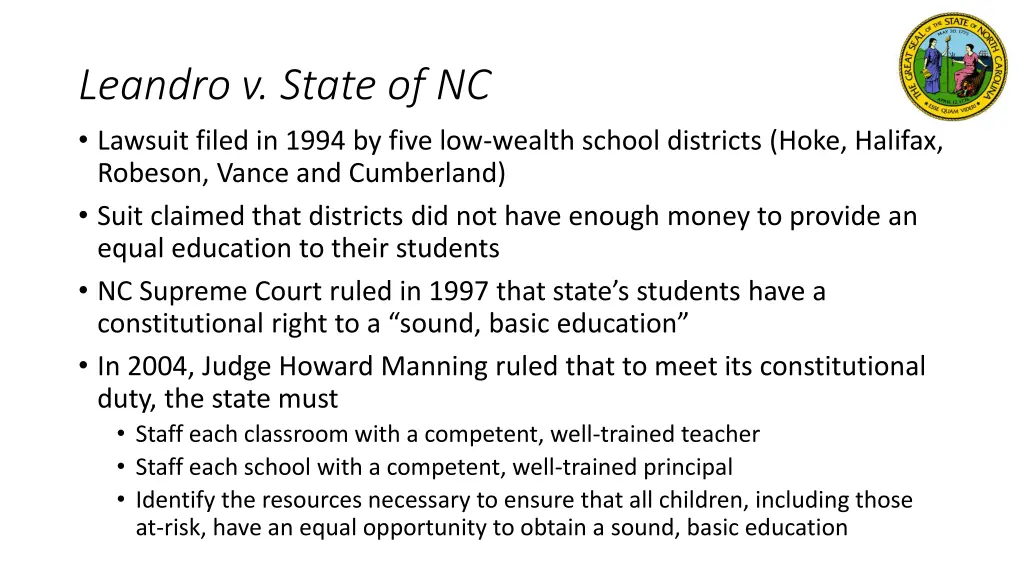 leandro v state of nc lawsuit filed in 1994