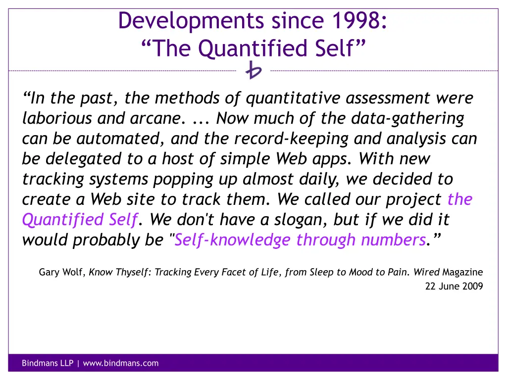 developments since 1998 the quantified self