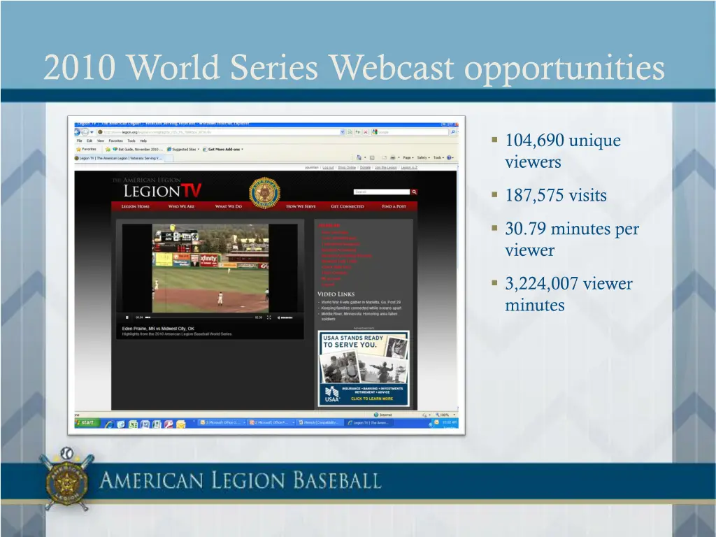 2010 world series webcast opportunities