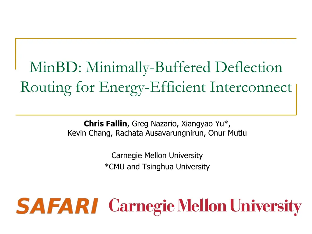 minbd minimally buffered deflection routing