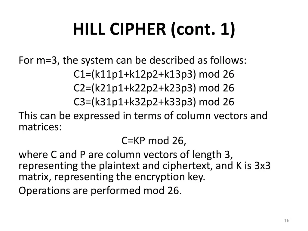 hill cipher cont 1