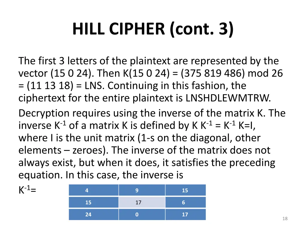 hill cipher cont 3