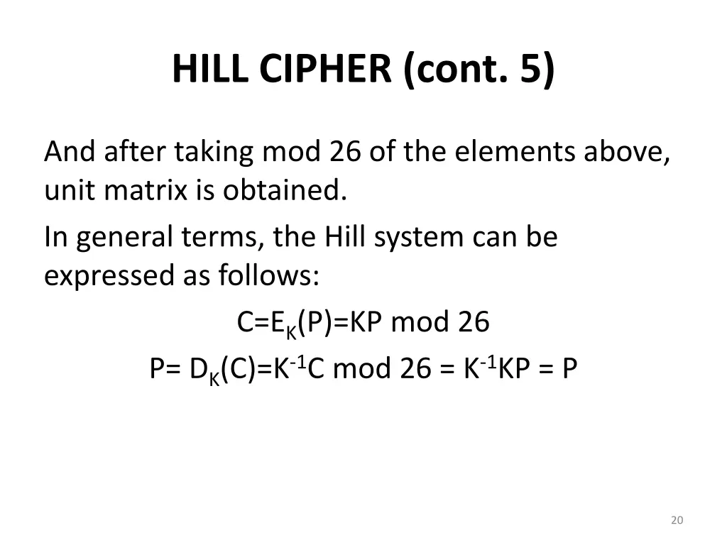 hill cipher cont 5