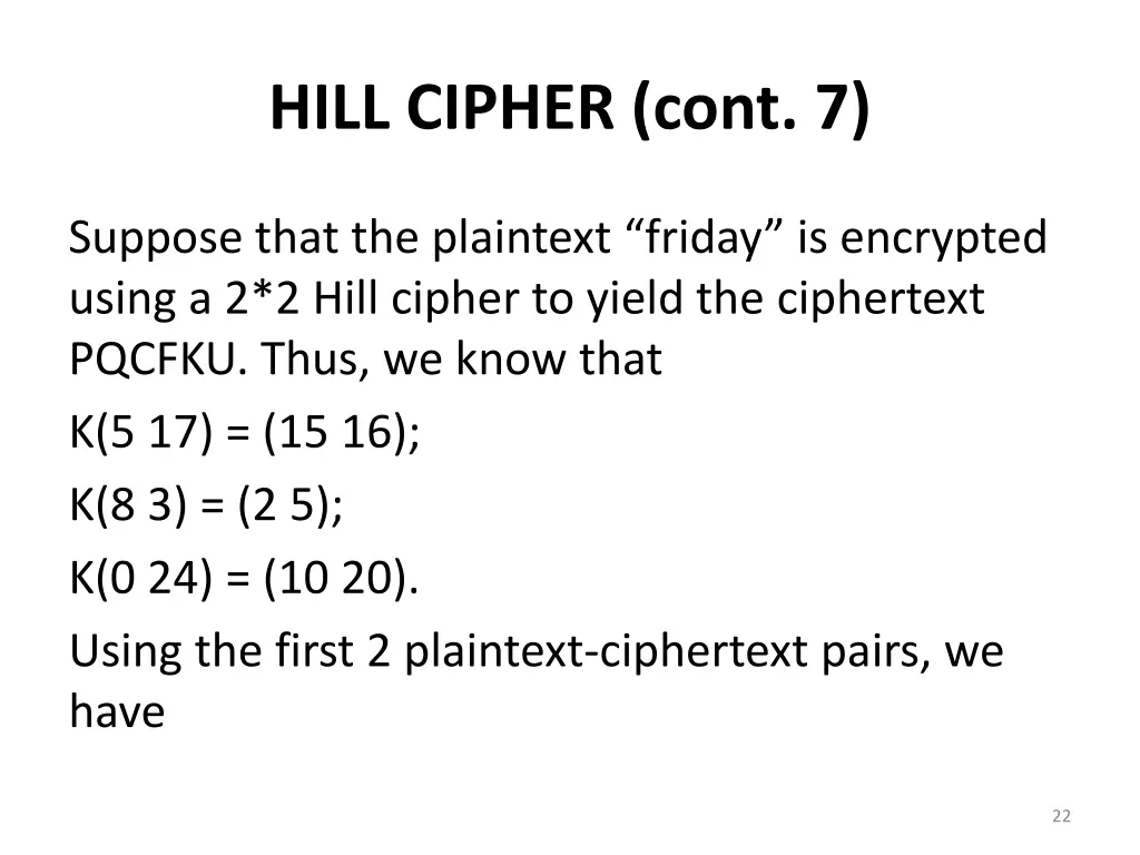 hill cipher cont 7