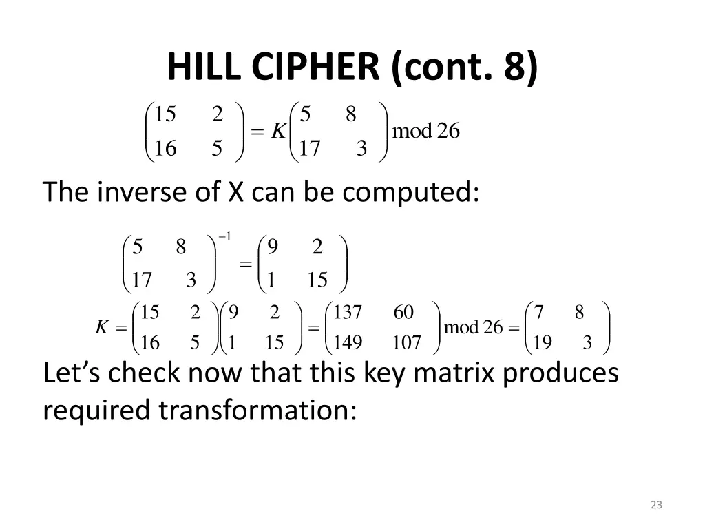 hill cipher cont 8 8 5 5 16