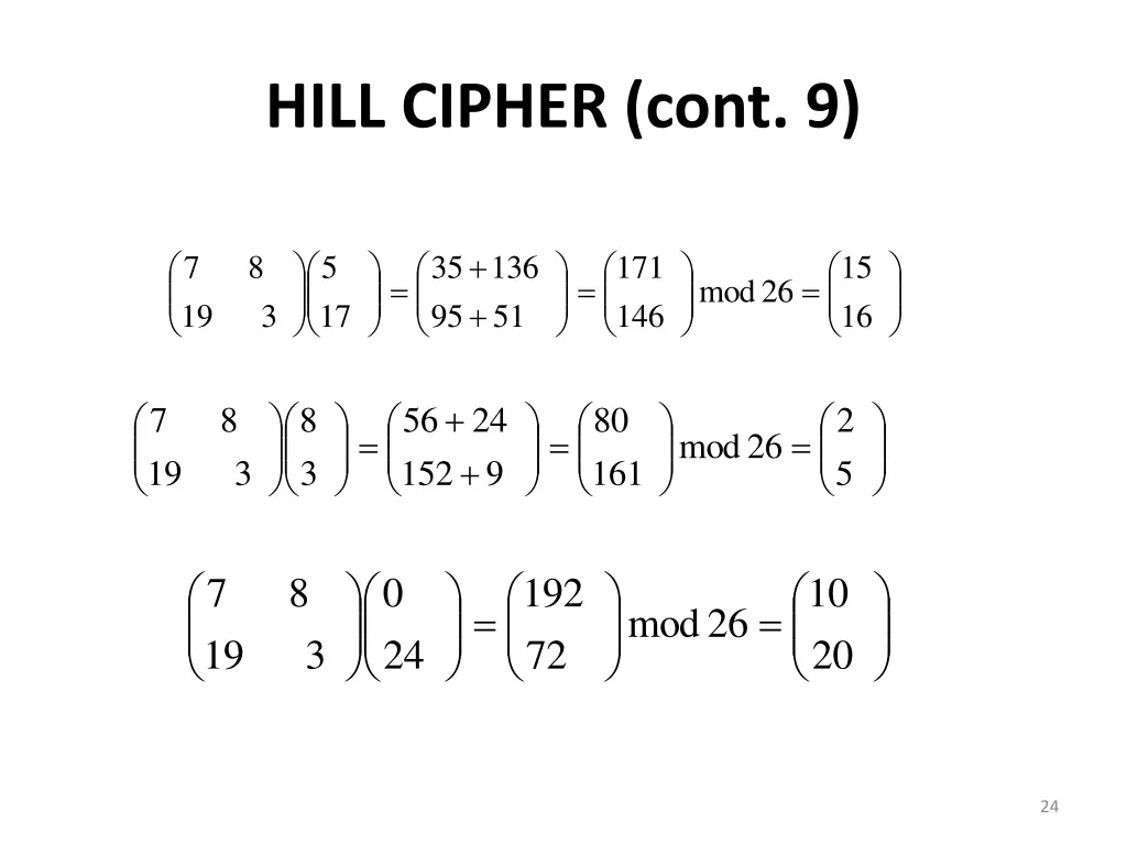 hill cipher cont 9