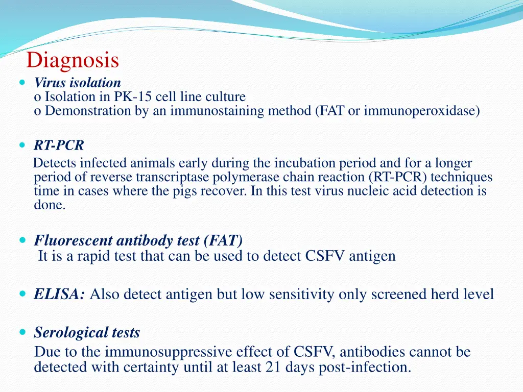 diagnosis virus isolation o isolation