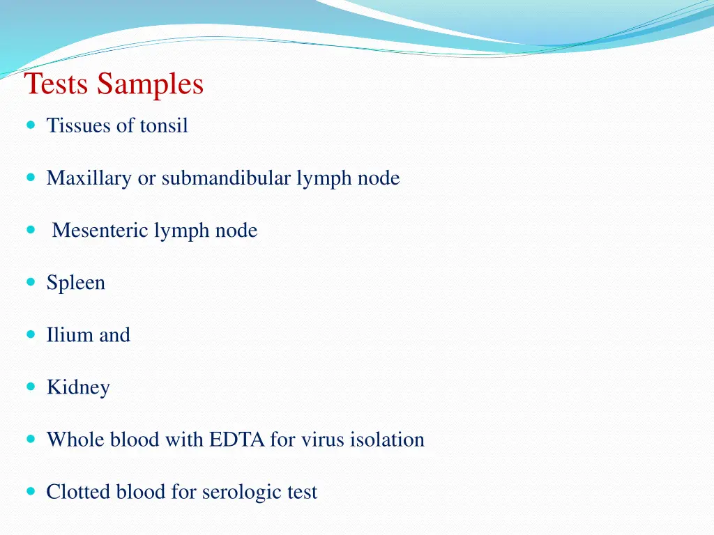 tests samples