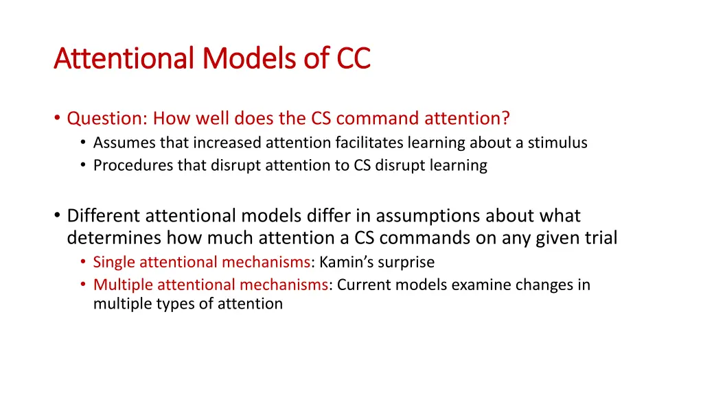 attentional models of cc attentional models of cc