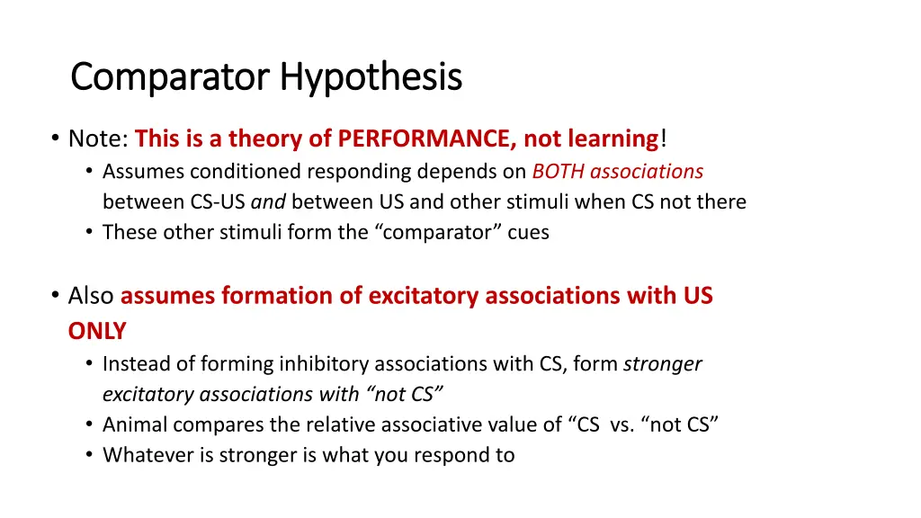 comparator hypothesis comparator hypothesis