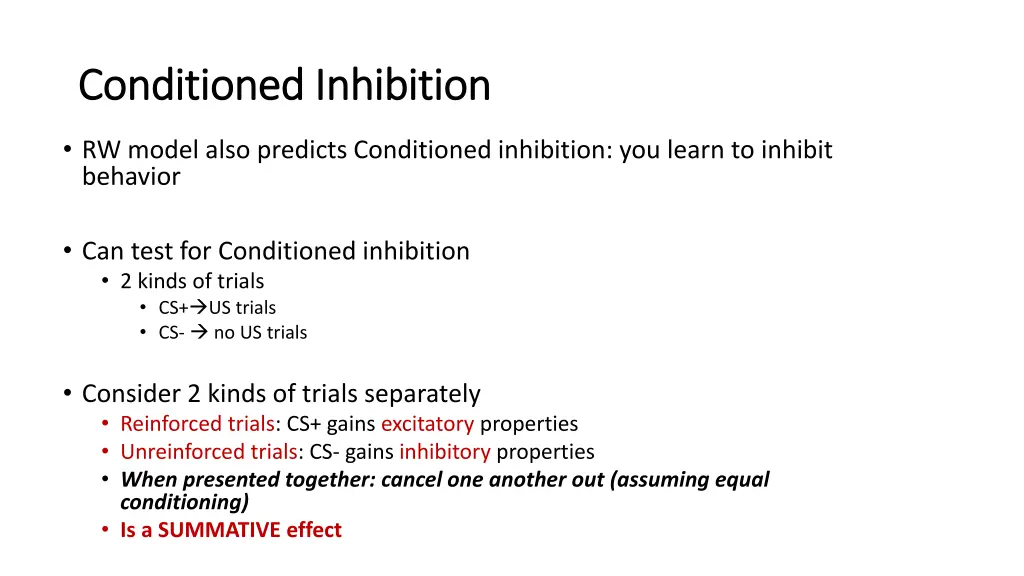 conditioned inhibition conditioned inhibition