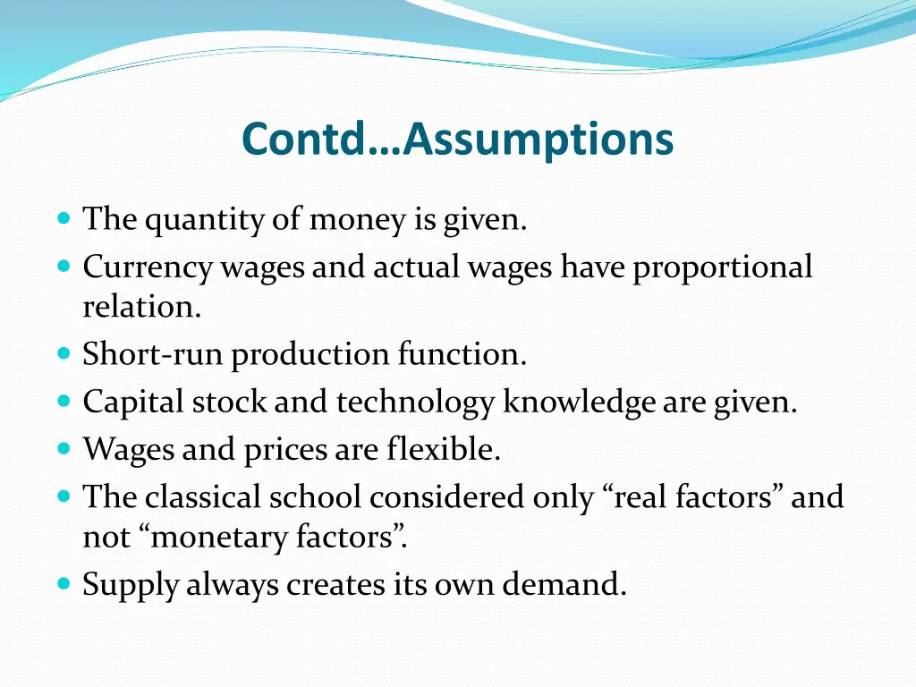 contd assumptions