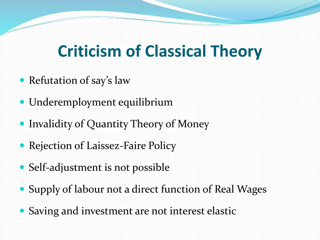 criticism of classical theory