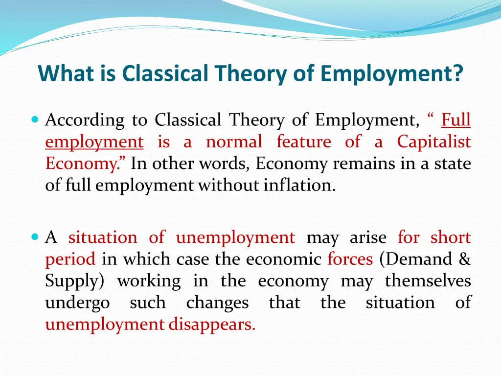 what is classical theory of employment